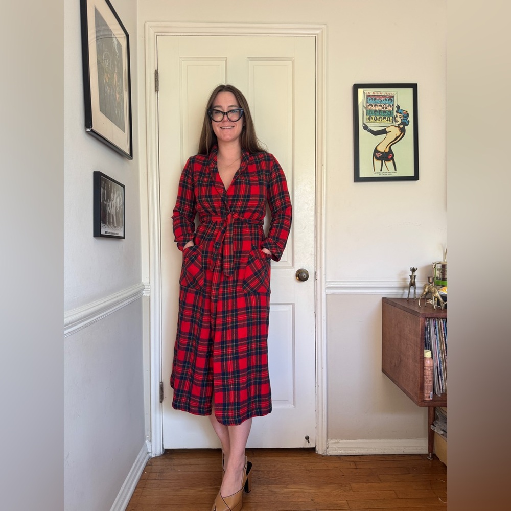 70s Vintage Pendleton Red Wool Robe Sz M - Picture 2 of 12